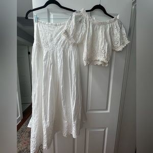 RESRRVED Spell and the Gypsy Bambi set off shoulder crop top maxi side slit XS